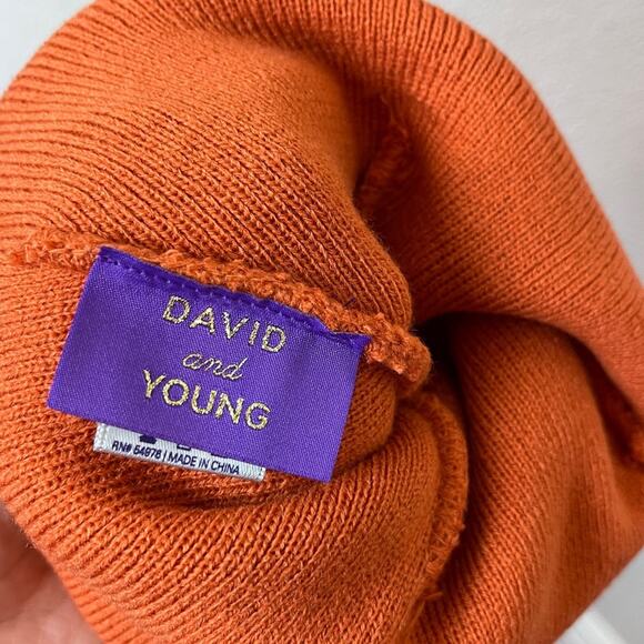 DAVID & YOUNG Orange Knit Halloween SPOOKY Beanie Hat Unisex Comfy Fall NWT - Picture 5 of 6
